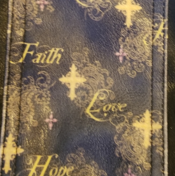 Faux Leather Inspirational Faith Hope Love Satchel - Picture 3 of 16